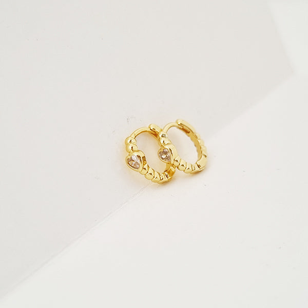 DIAMOND HEART MINI HOOP EARRINGS