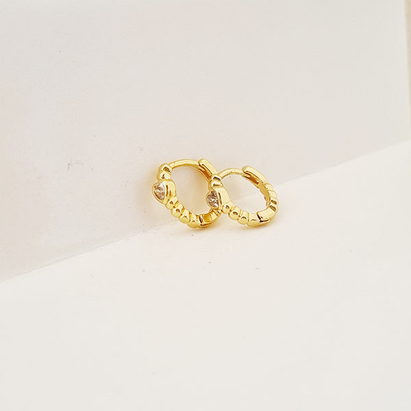 DIAMOND HEART MINI HOOP EARRINGS
